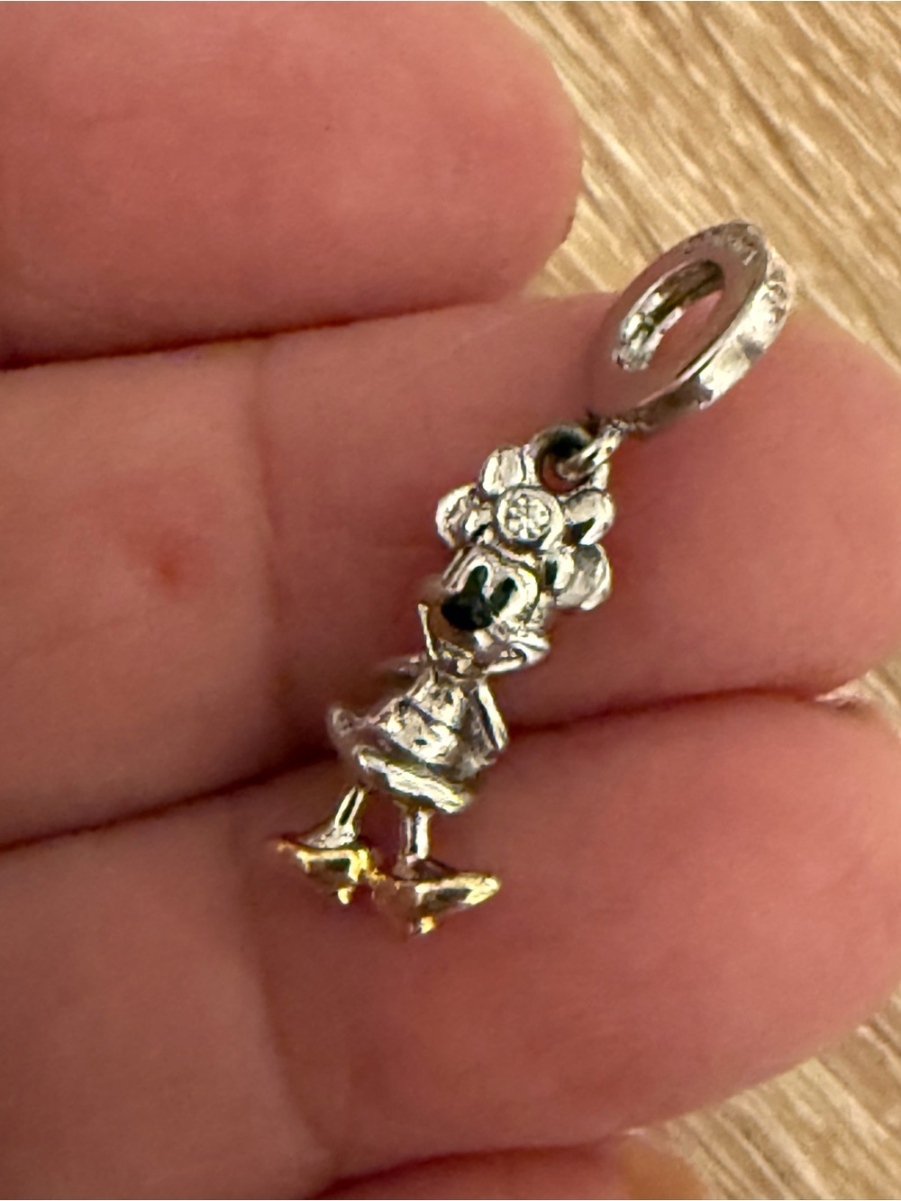 Pandora Silver Floral Girl Charm with Gold Shoes